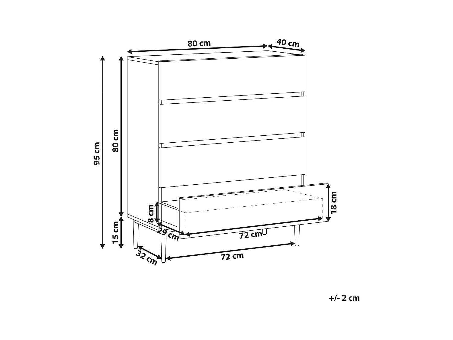 Cassettiera 4 cassetti BLYTHE Frassino naturale