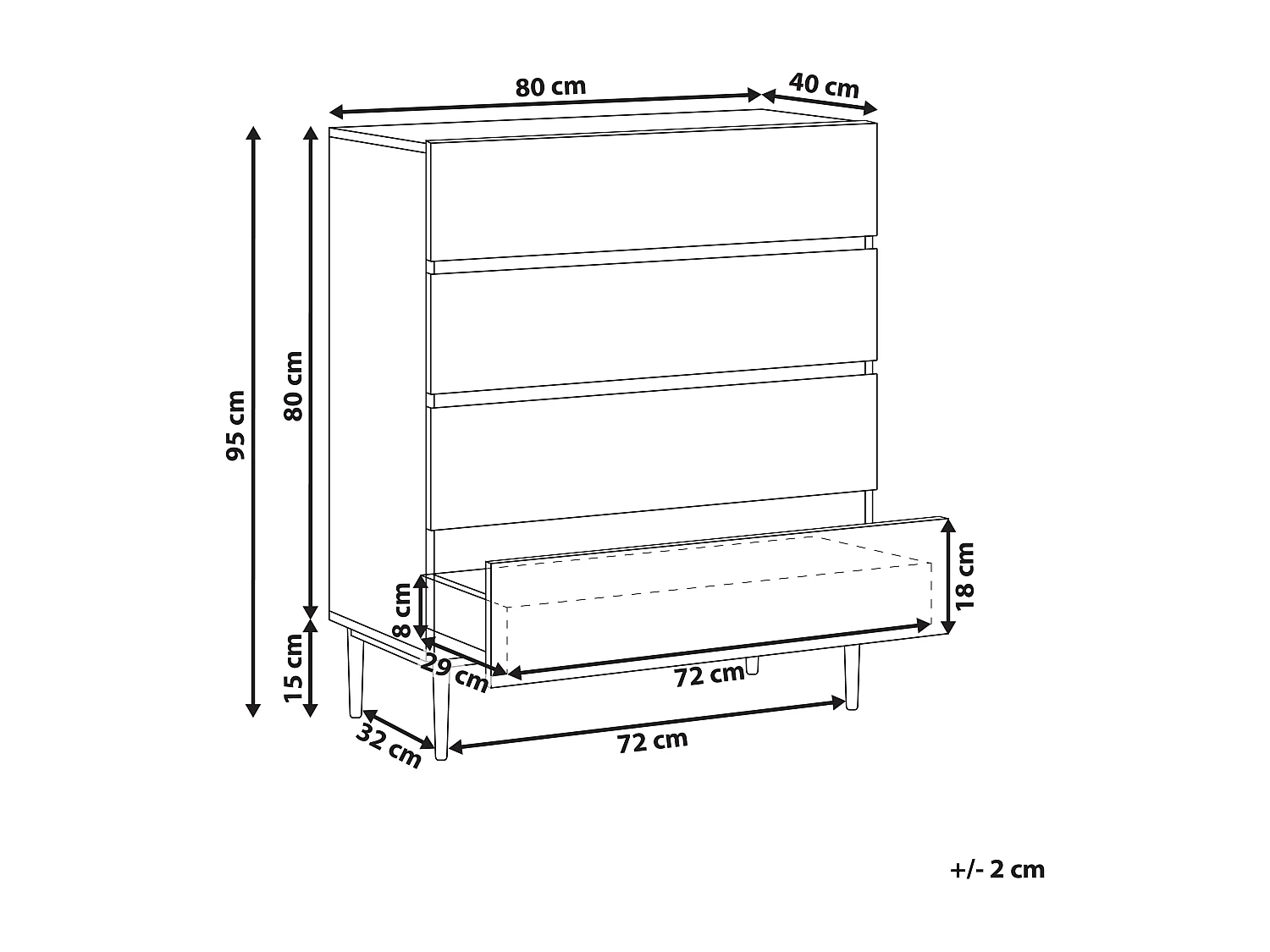 Commode à 4 tiroirs BLYTHE Frêne naturel