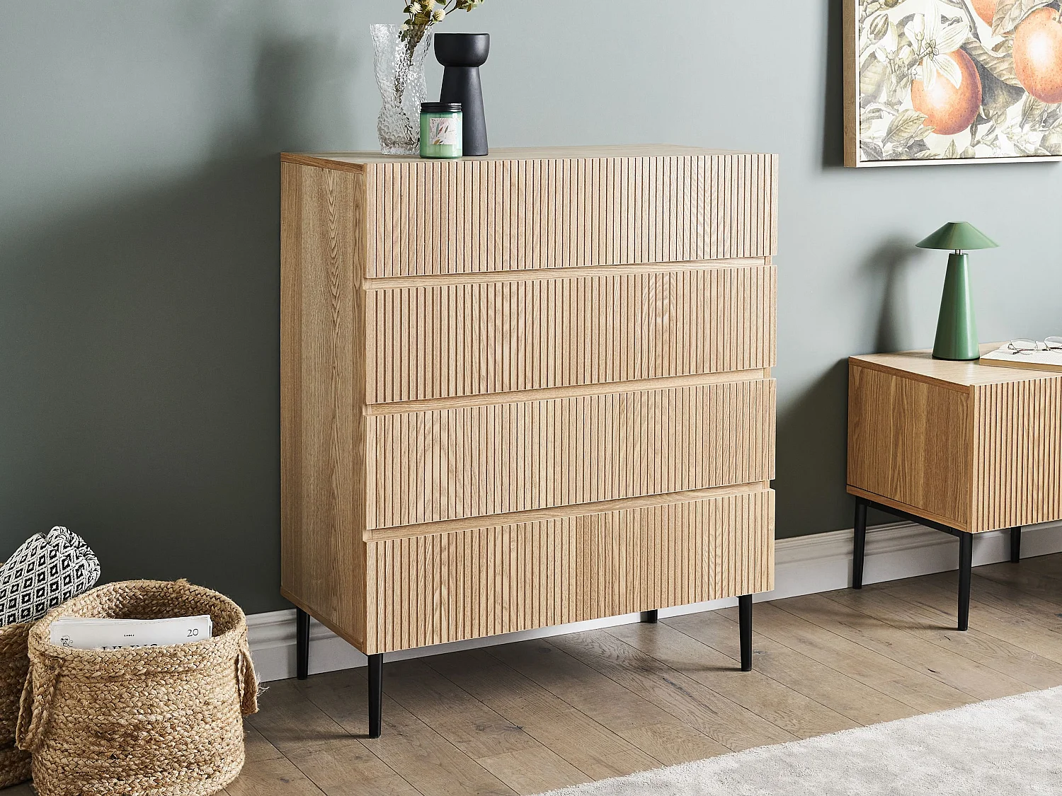 Kommode mit 4 Schubladen BLYTHE Naturfarbene Esche