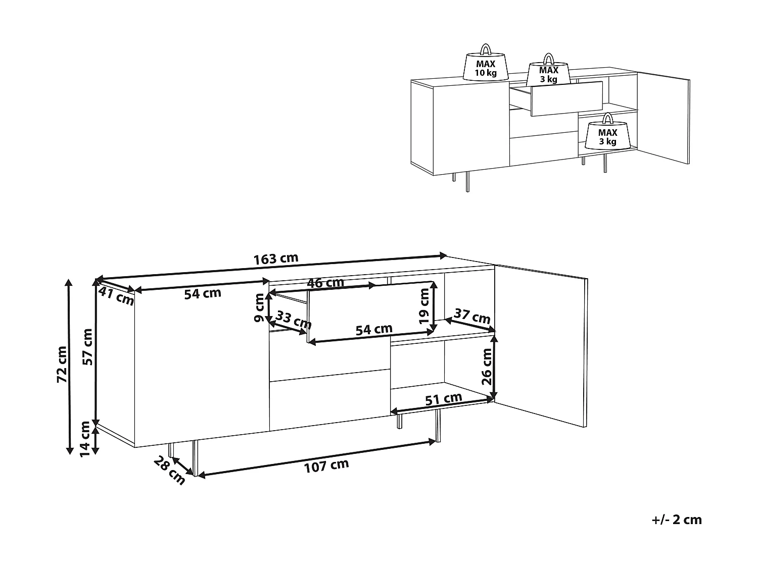Dressoir met 2 deuren KENORA Lichtbruin