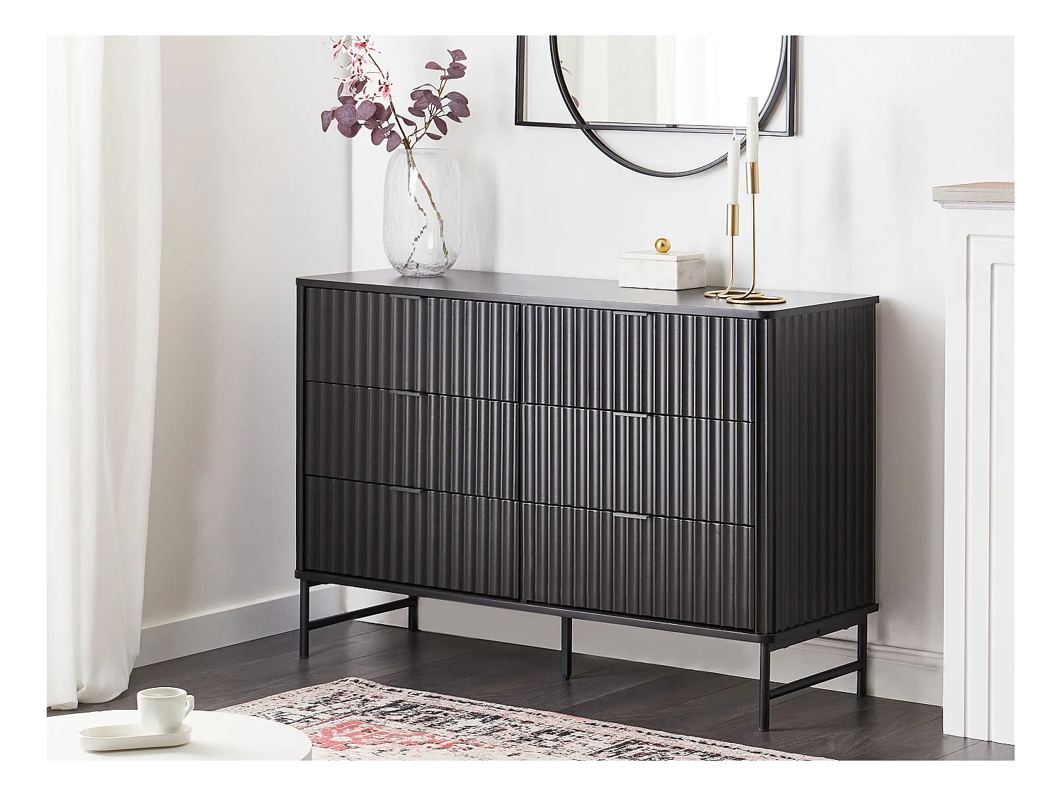 Cómoda de 6 cajones GLASTONBURY Negro