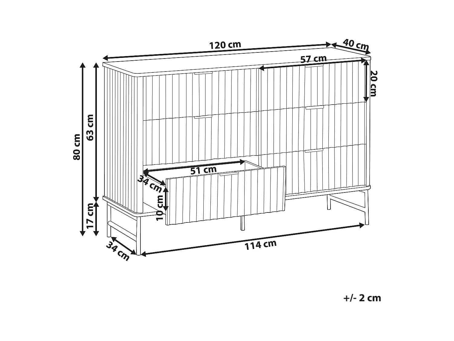 Cómoda de 6 cajones GLASTONBURY Negro