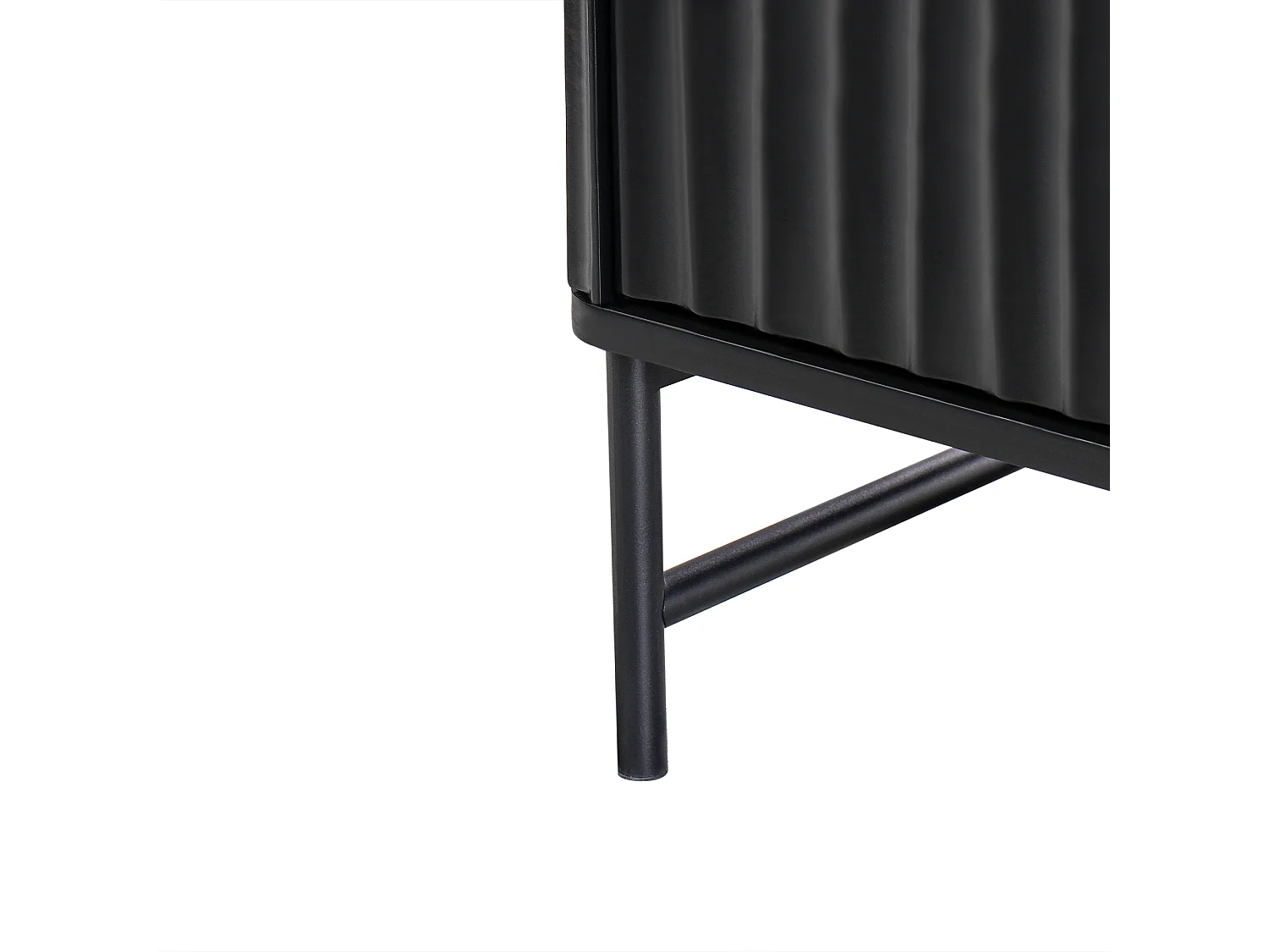 Kommode mit 6 Schubladen und geriffelter Front Modernes Design MDF Metallbeine Schwarz Glastonbury