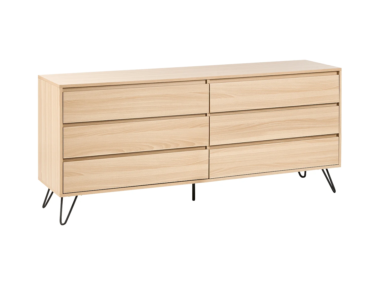 Kommode Aufbewahrungsschrank Sideboard 6 Schubladen minimalistischer Stil hellbraun Cardigan