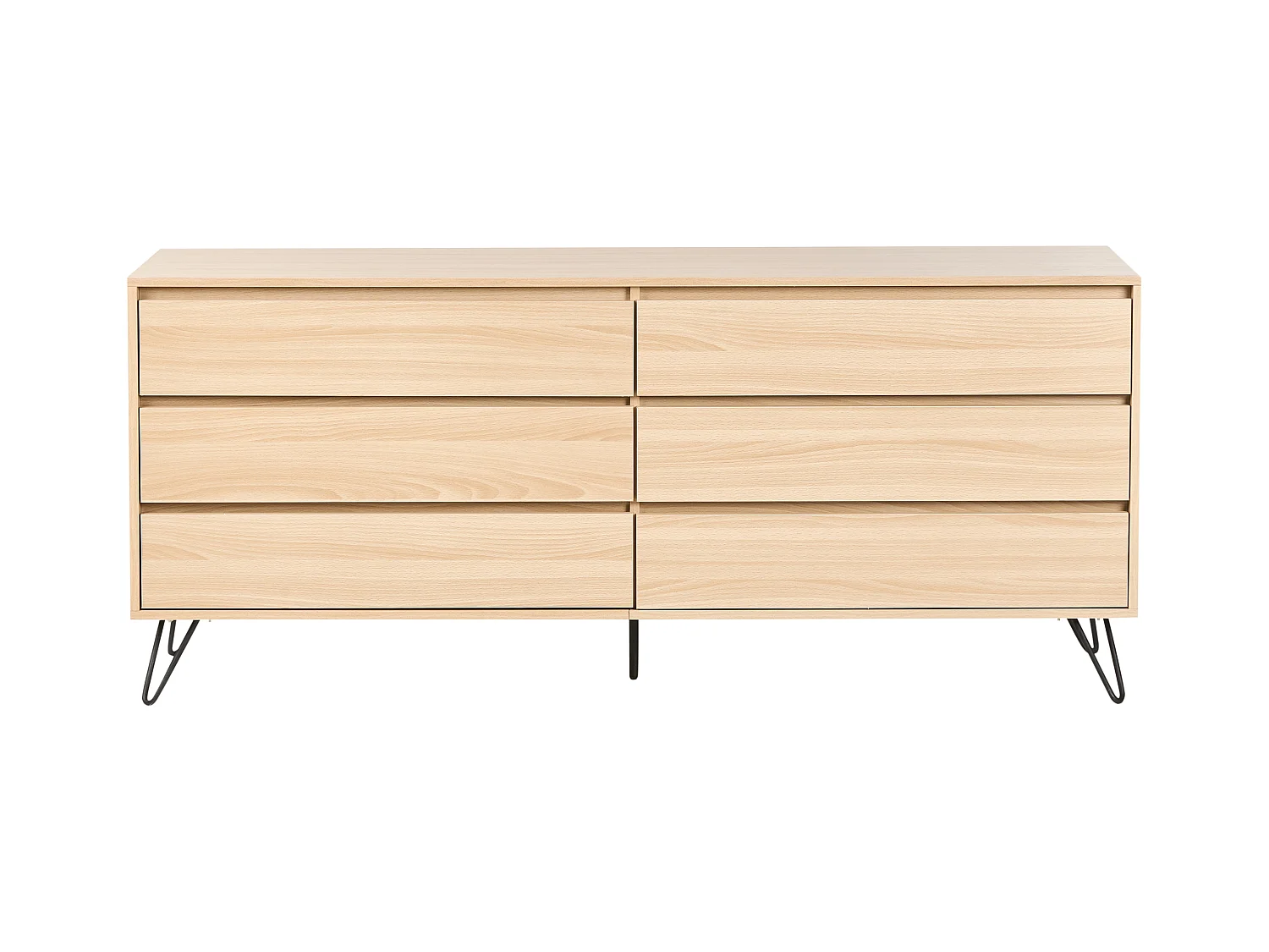 Kommode Aufbewahrungsschrank Sideboard 6 Schubladen minimalistischer Stil hellbraun Cardigan