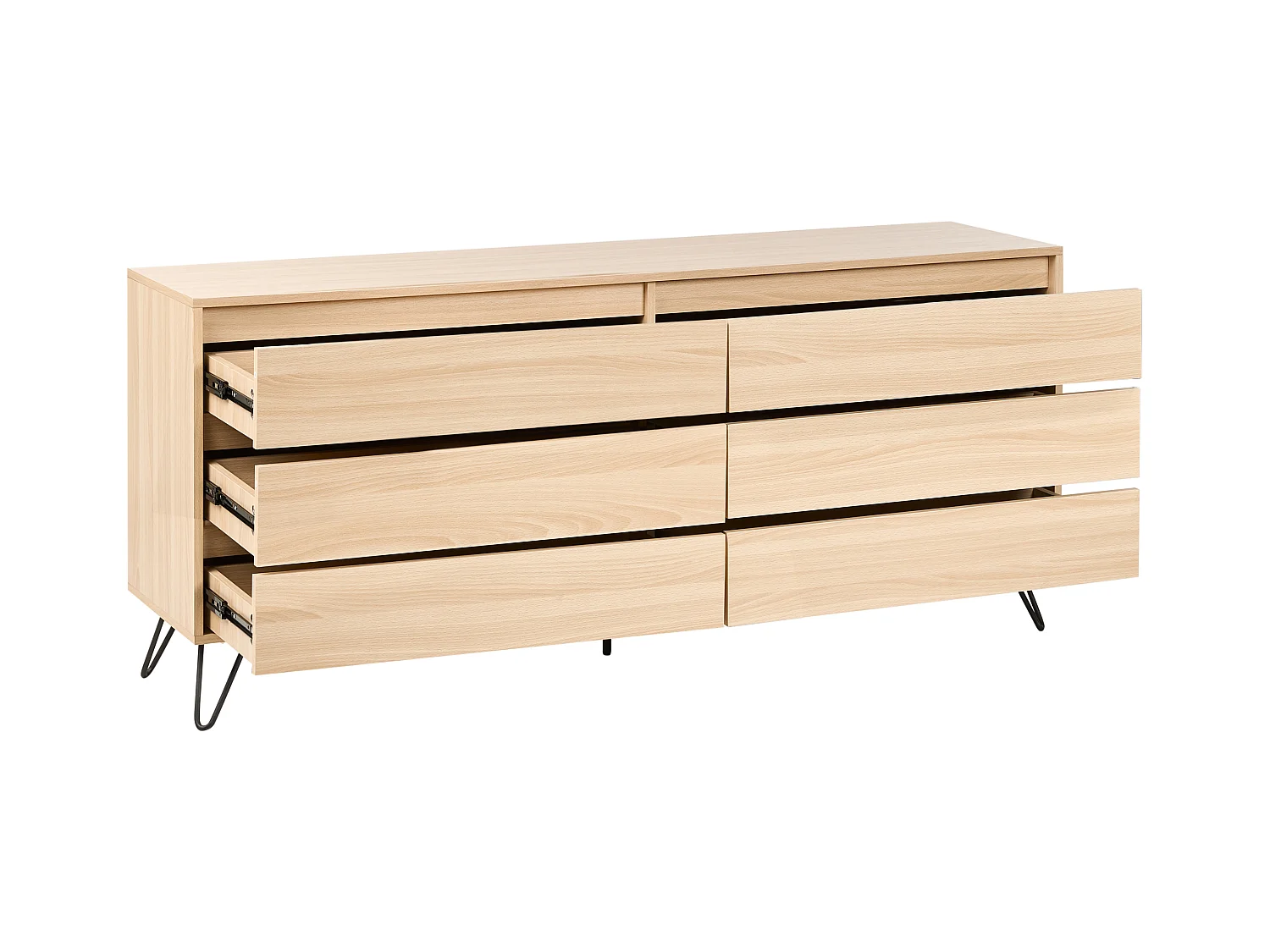 Kommode Aufbewahrungsschrank Sideboard 6 Schubladen minimalistischer Stil hellbraun Cardigan