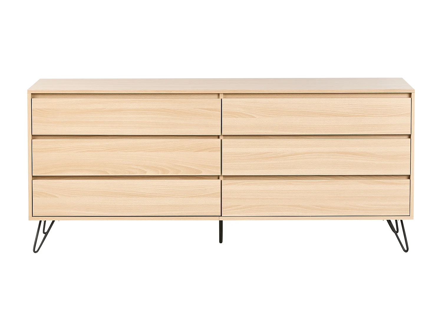 Kommode Aufbewahrungsschrank Sideboard 6 Schubladen minimalistischer Stil hellbraun Cardigan