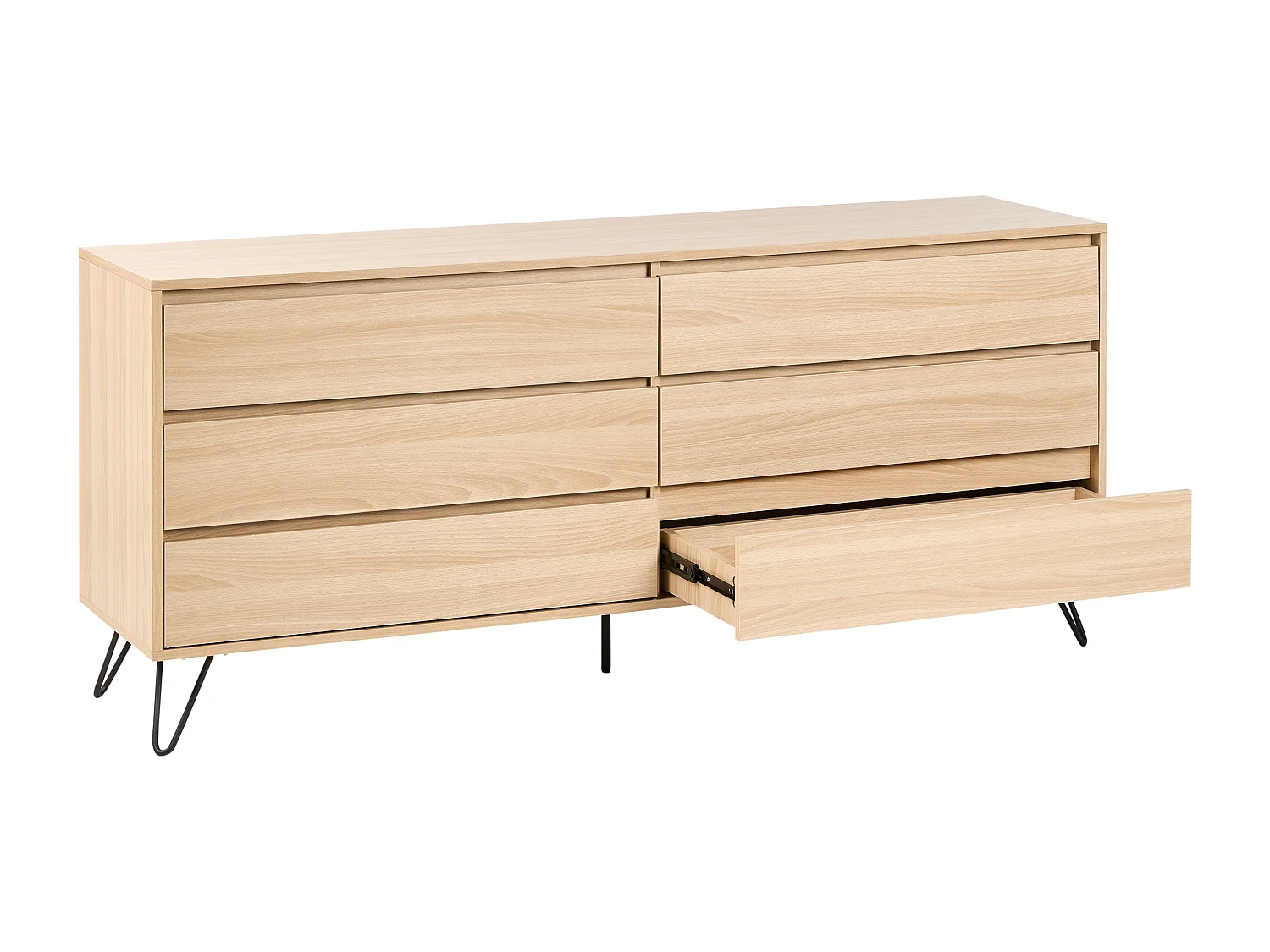 Kommode Aufbewahrungsschrank Sideboard 6 Schubladen minimalistischer Stil hellbraun Cardigan