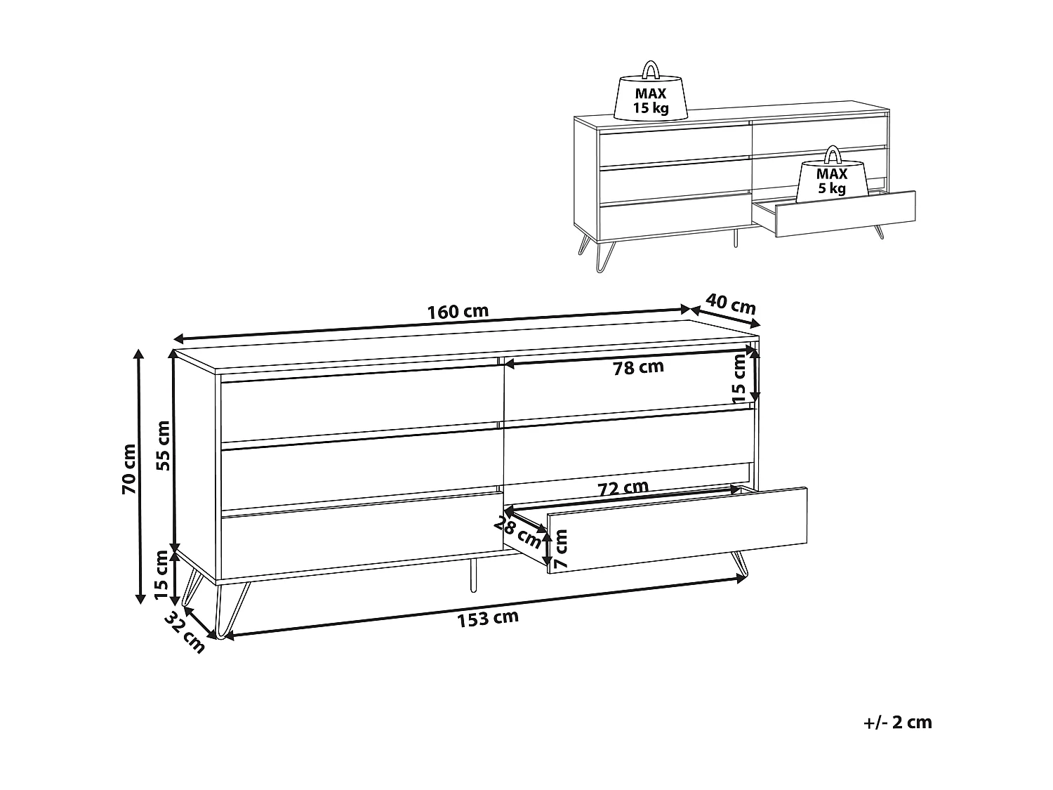 Commode à 6 tiroirs CARDIGAN Marron clair