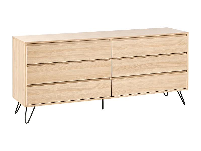 Kommode Aufbewahrungsschrank Sideboard 6 Schubladen minimalistischer Stil hellbraun Cardigan