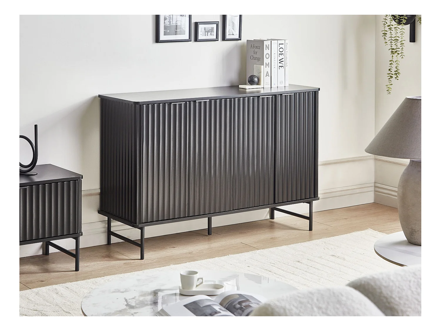 Sideboard mit 4 Türen GLASTONBURY Schwarz