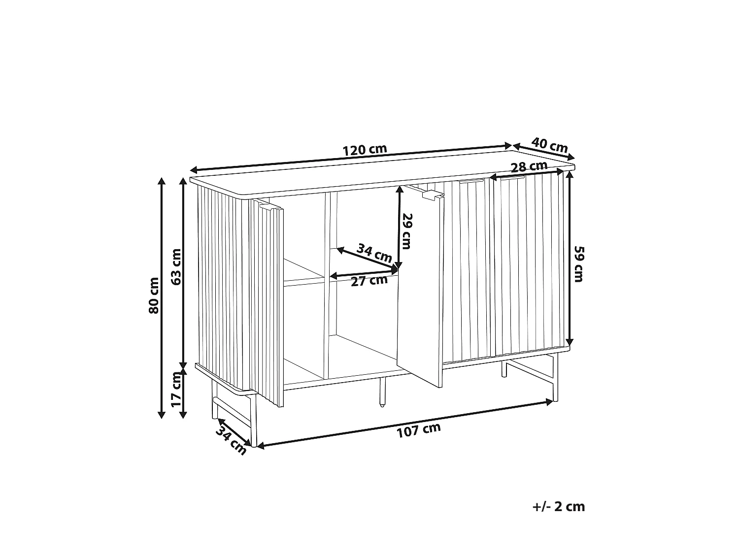 Sideboard mit 4 Türen GLASTONBURY Schwarz