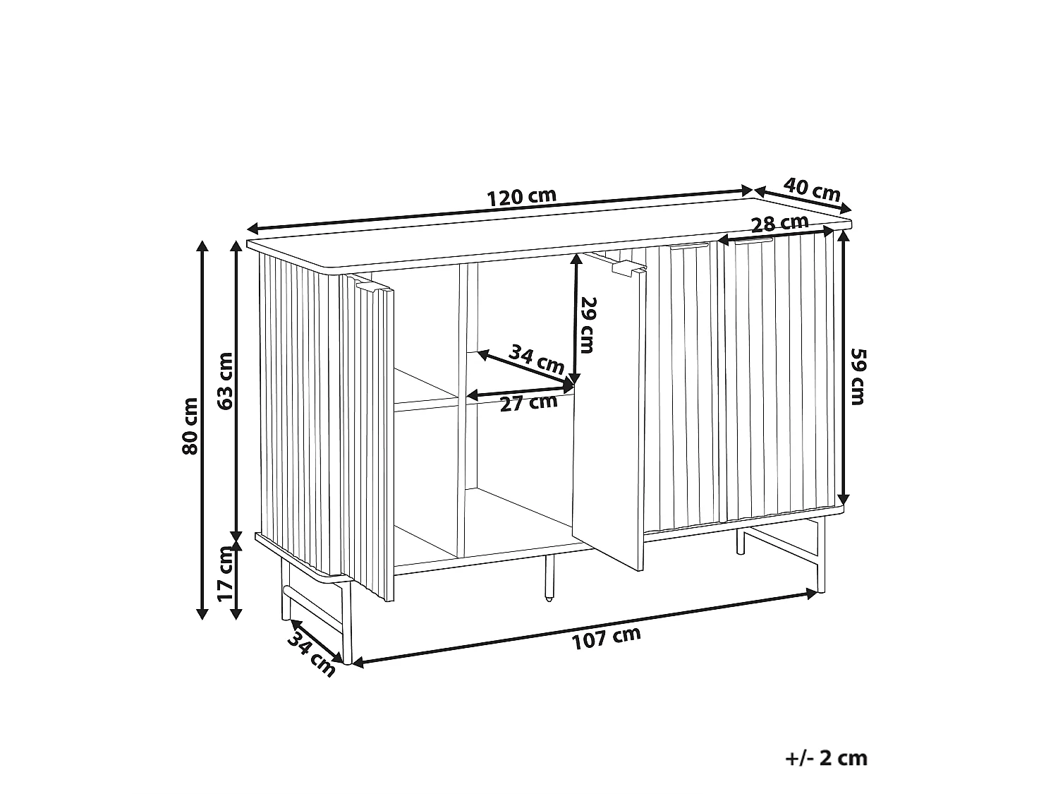 Sideboard mit 4 Türen GLASTONBURY Schwarz
