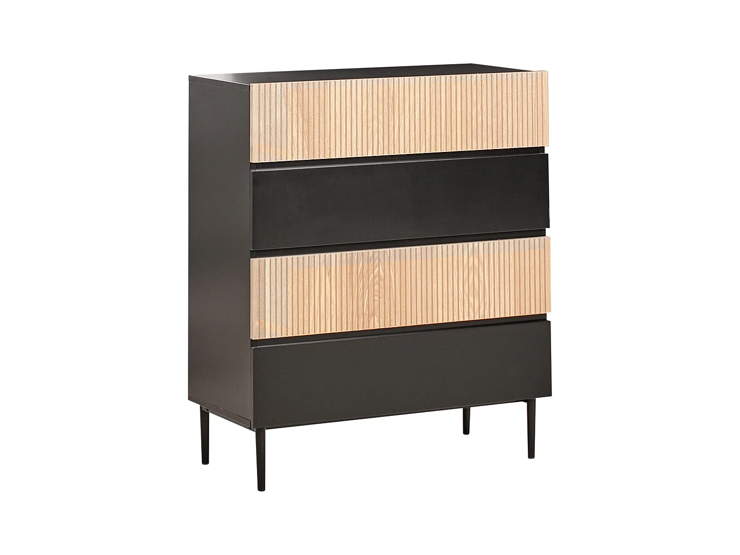 Commode à 4 tiroirs BLYTHE Frêne naturel Noir