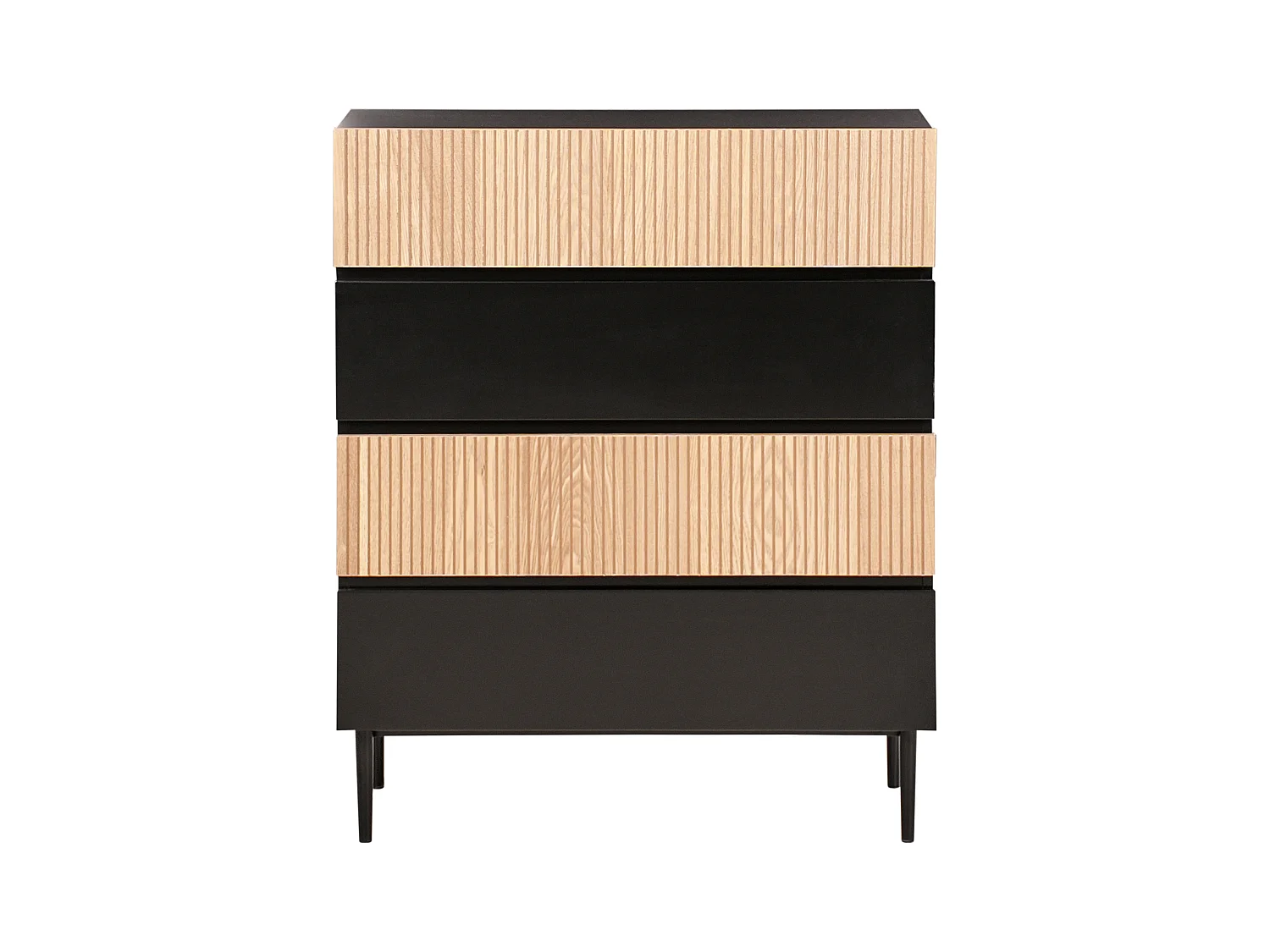 Commode à 4 tiroirs BLYTHE Frêne naturel Noir