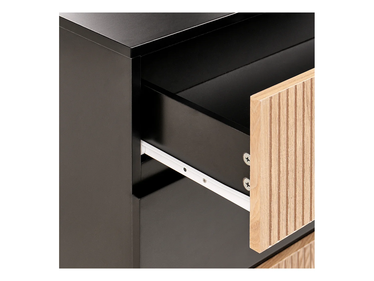 Commode à 4 tiroirs BLYTHE Frêne naturel Noir