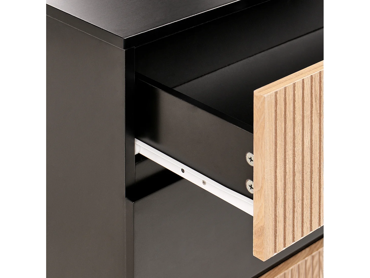 Cassettiera 4 cassetti BLYTHE Frassino naturale Nero