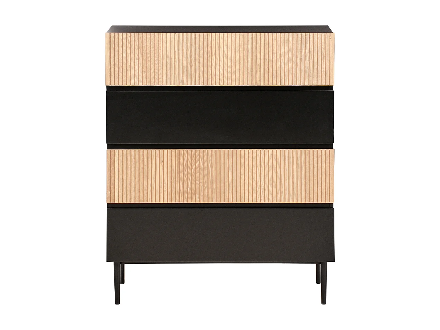 Commode à 4 tiroirs BLYTHE Frêne naturel Noir