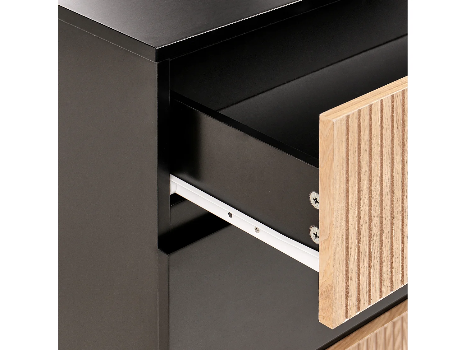 Commode à 4 tiroirs BLYTHE Frêne naturel Noir