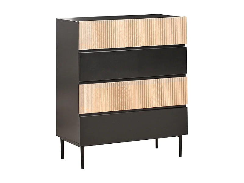 Cassettiera 4 cassetti BLYTHE Frassino naturale Nero