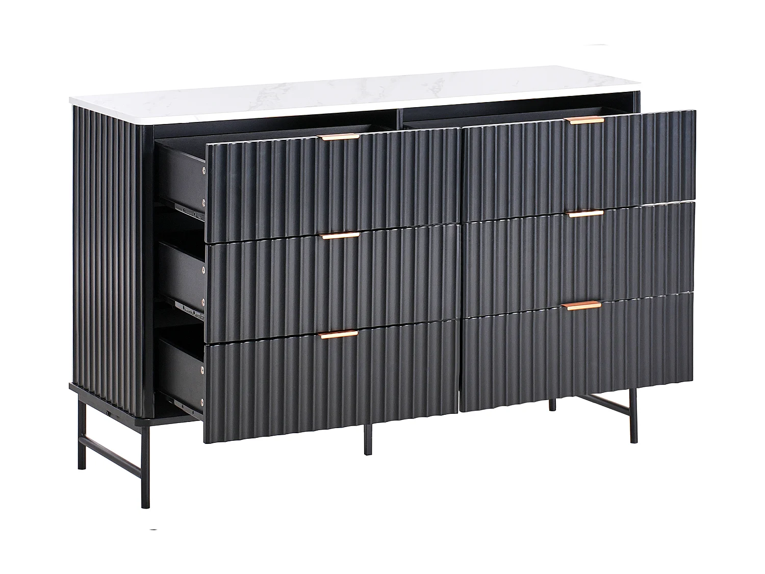 Ladekast 6 lades GLASTONBURY Marmer/zwart