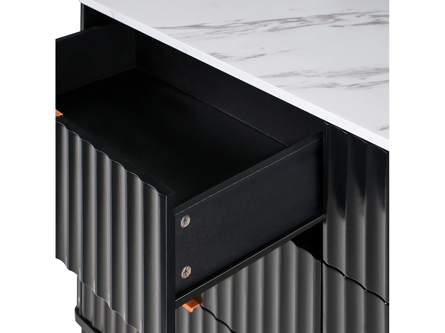 Ladekast 6 lades GLASTONBURY Marmer/zwart