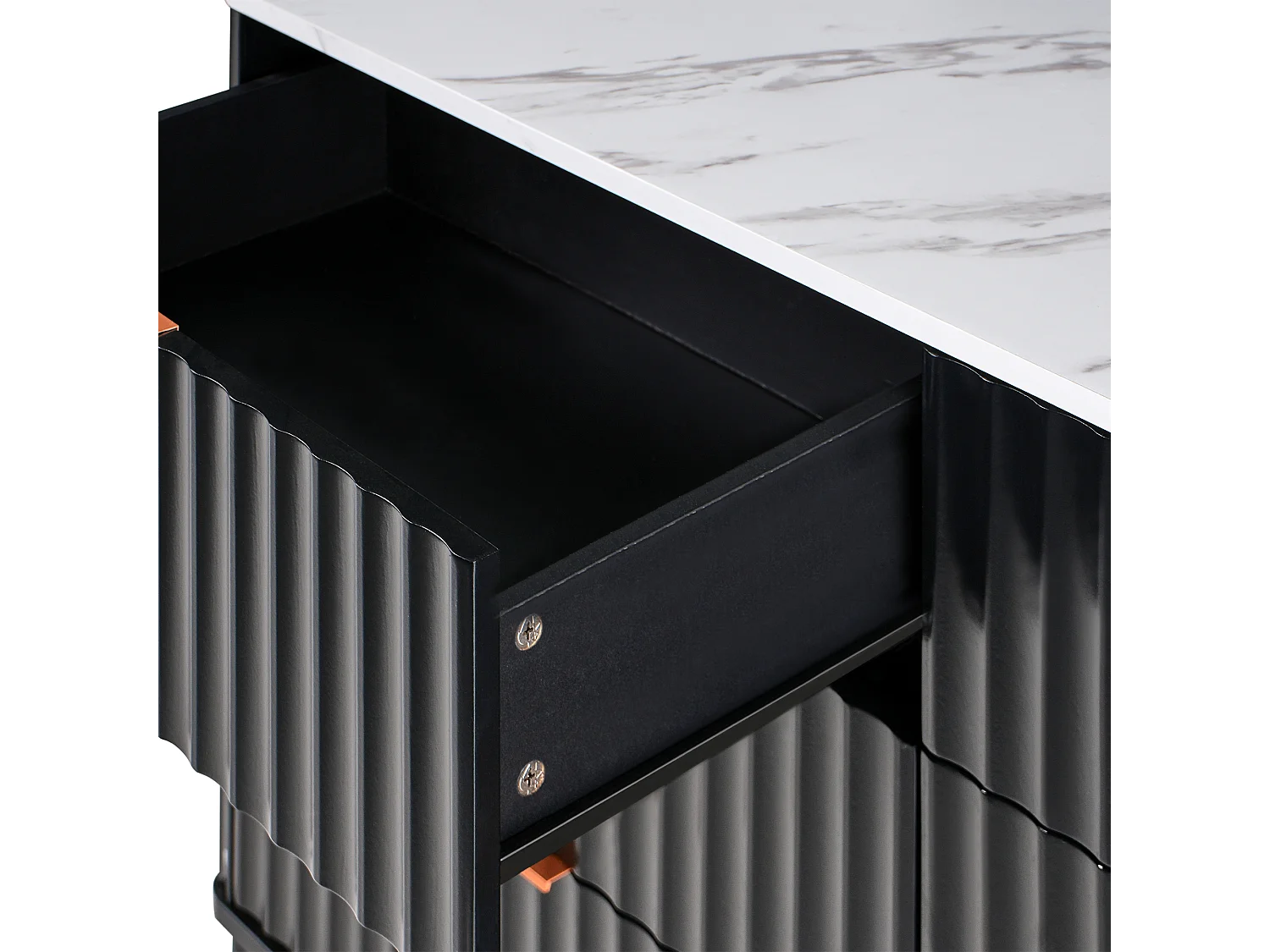 Cómoda 6 gavetas GLASTONBURY Mármore/Preto