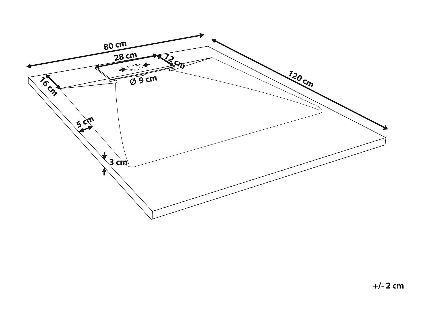Bac de douche AZZURRO 80 x 120 x 3 cm Blanc