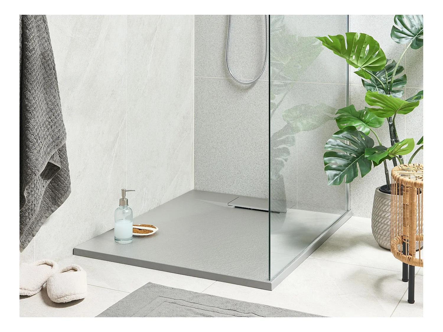 Bac de douche AZZURRO 80 x 100 x 3 cm Gris