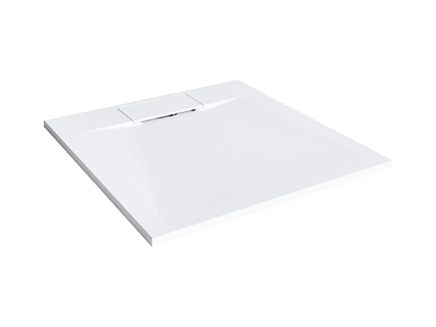 SMC Duschwanne mit Ablaufrinne 90x90 cm Steinoptik weiß 3 cm hoch Azzuro