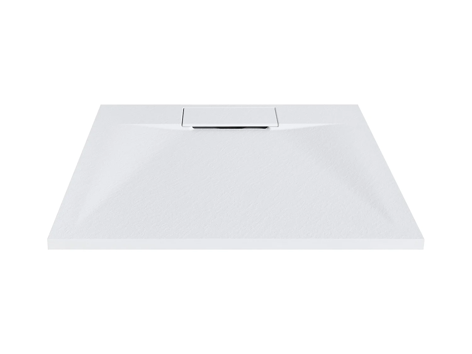 SMC Duschwanne mit Ablaufrinne 90x90 cm Steinoptik weiß 3 cm hoch Azzuro