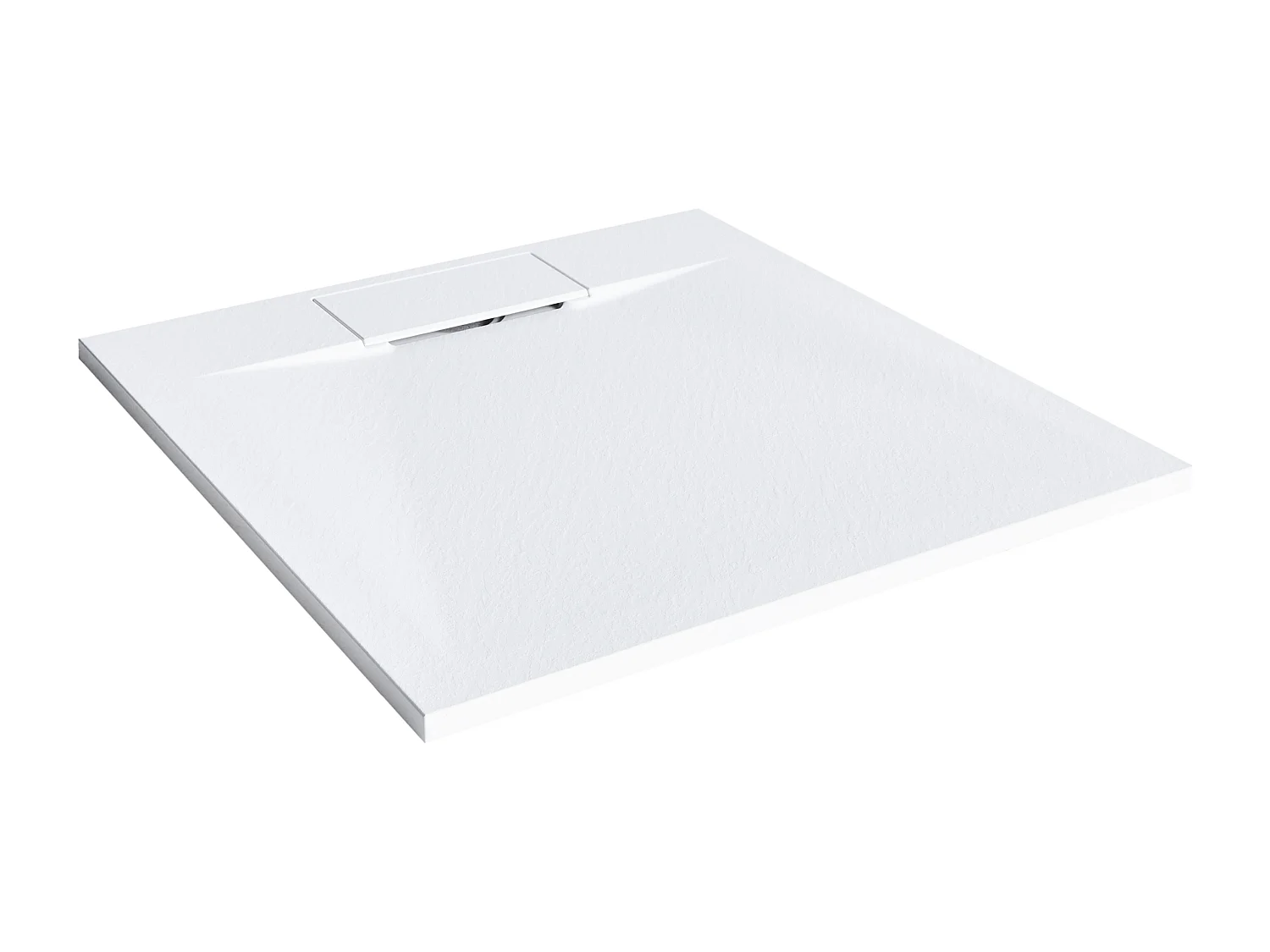 SMC Duschwanne mit Ablaufrinne 90x90 cm Steinoptik weiß 3 cm hoch Azzuro