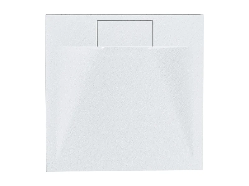 SMC Duschwanne mit Ablaufrinne 80x80 cm Steinoptik weiß 3 cm hoch Azzuro