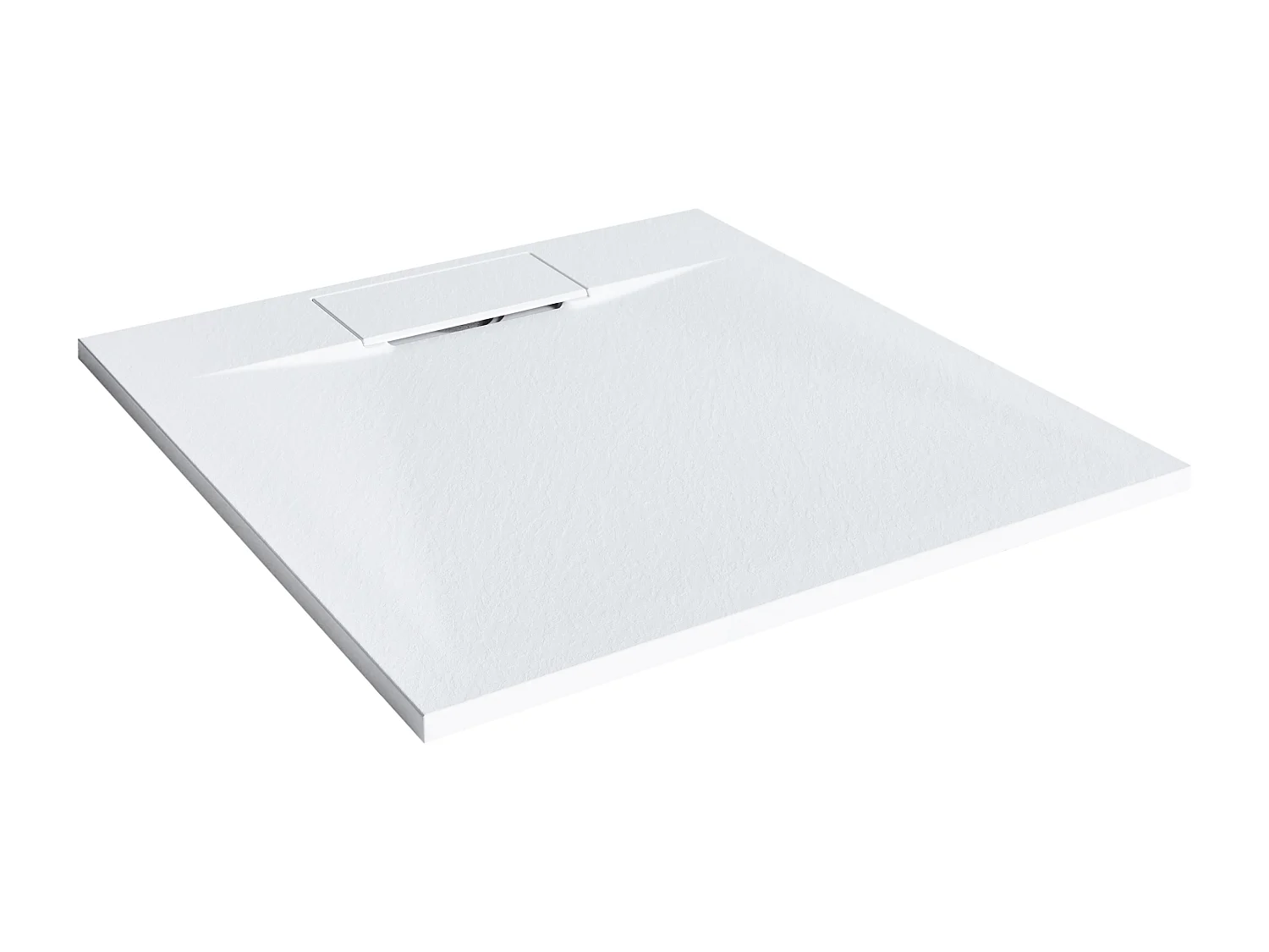 SMC Duschwanne mit Ablaufrinne 80x80 cm Steinoptik weiß 3 cm hoch Azzuro