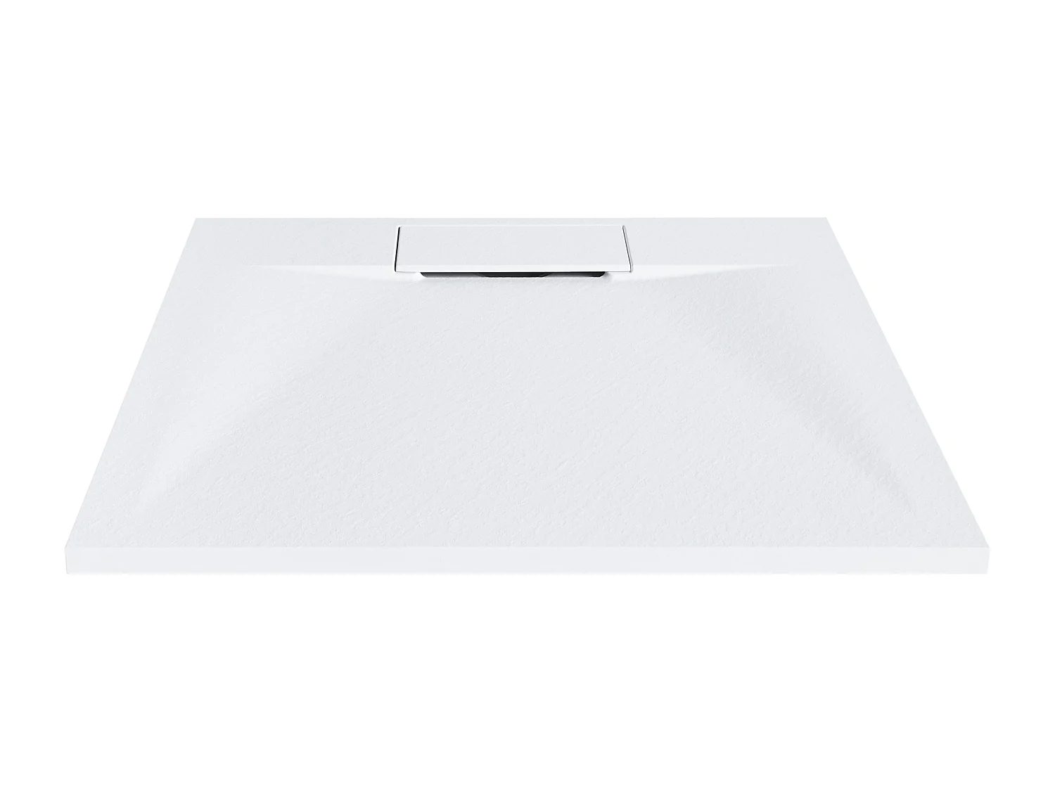 SMC Duschwanne mit Ablaufrinne 80x80 cm Steinoptik weiß 3 cm hoch Azzuro