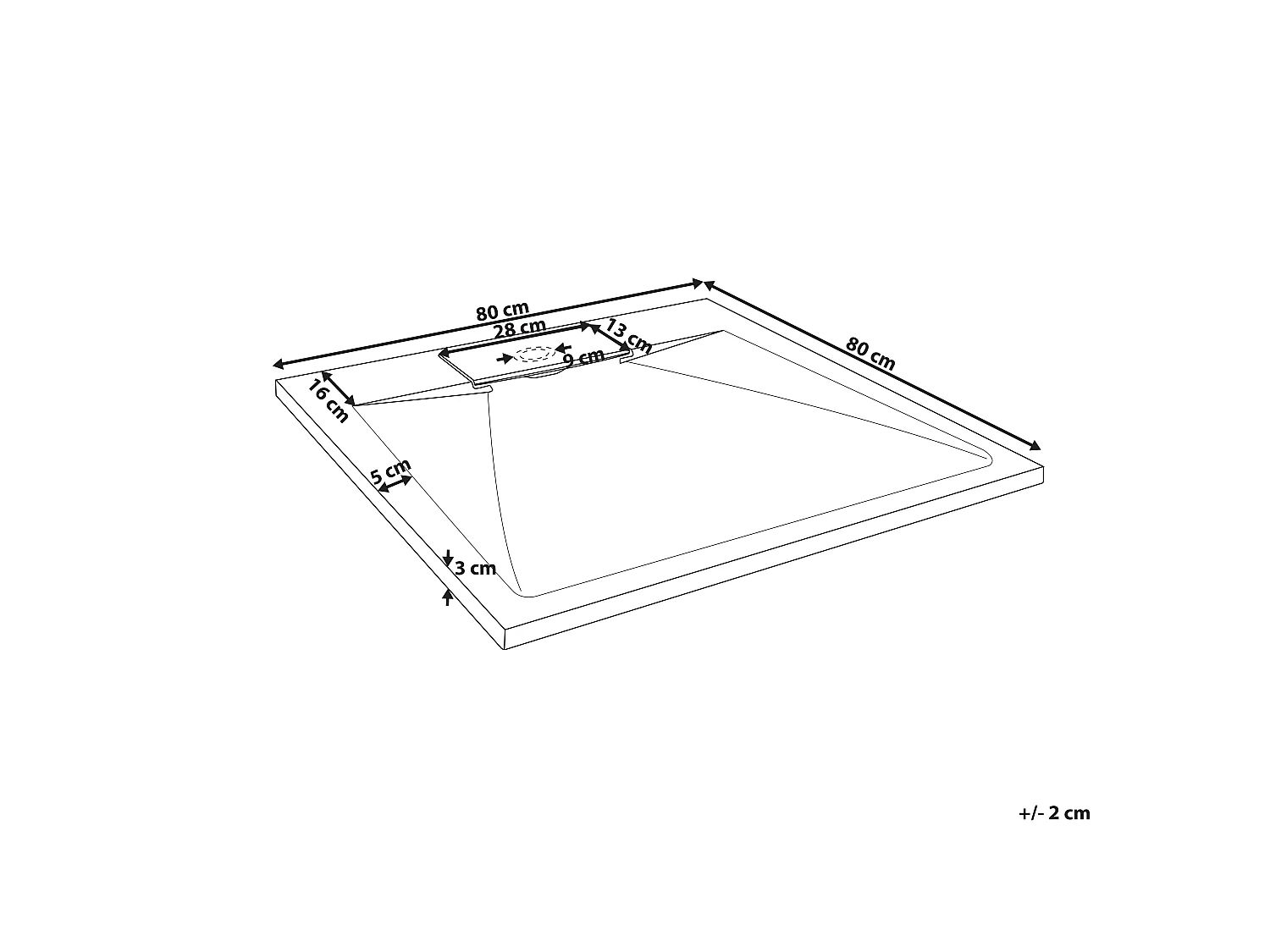 Shower Tray AZZURRO 800 x 800 x 30 mm White