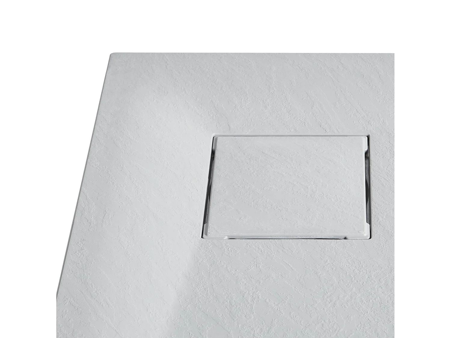 SMC Duschwanne mit Ablaufrinne 90x90 cm halbrund Steinoptik grau flach Paron