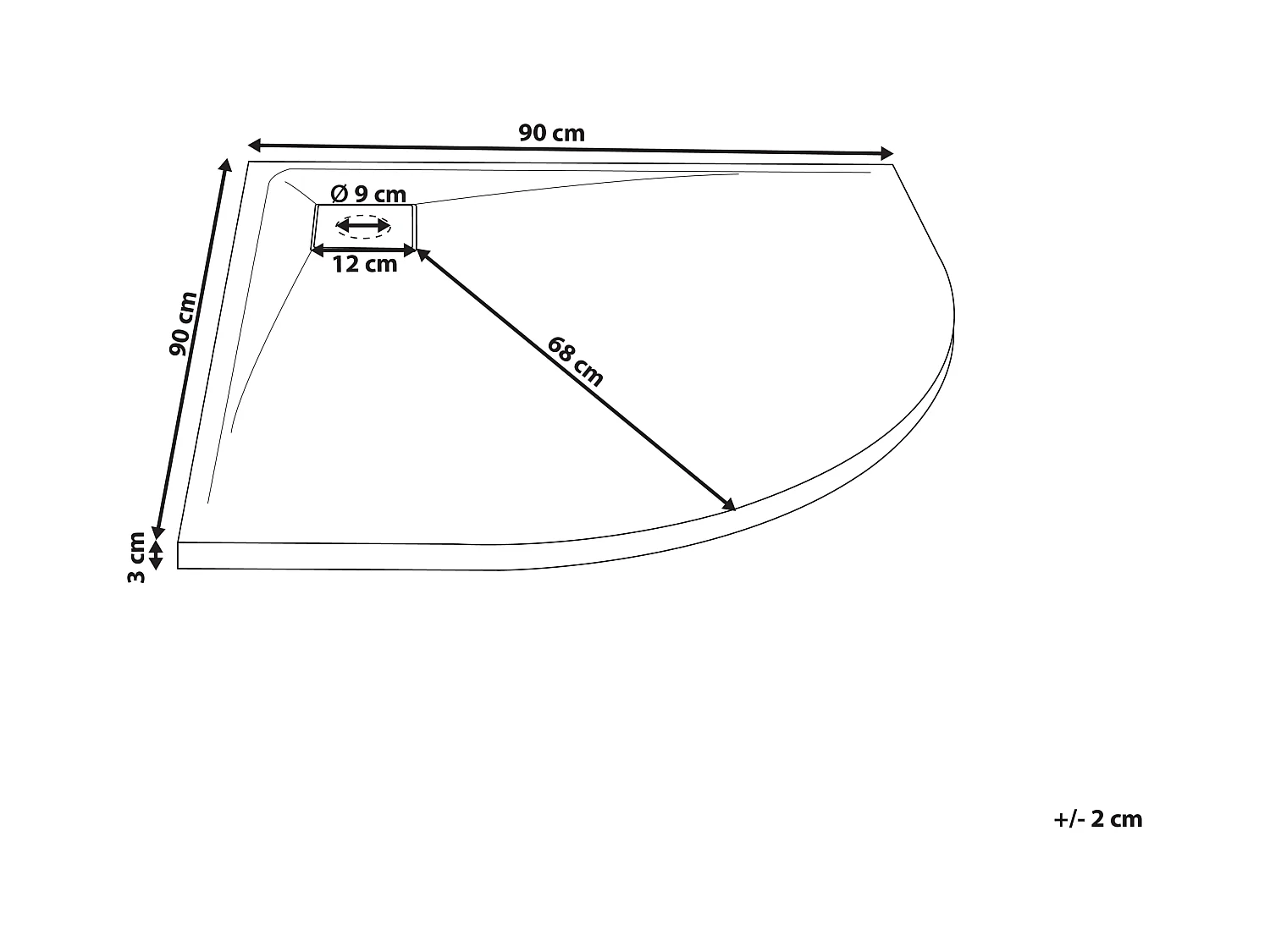 Bac de douche PARON 90 x 90 x 3 cm Blanc