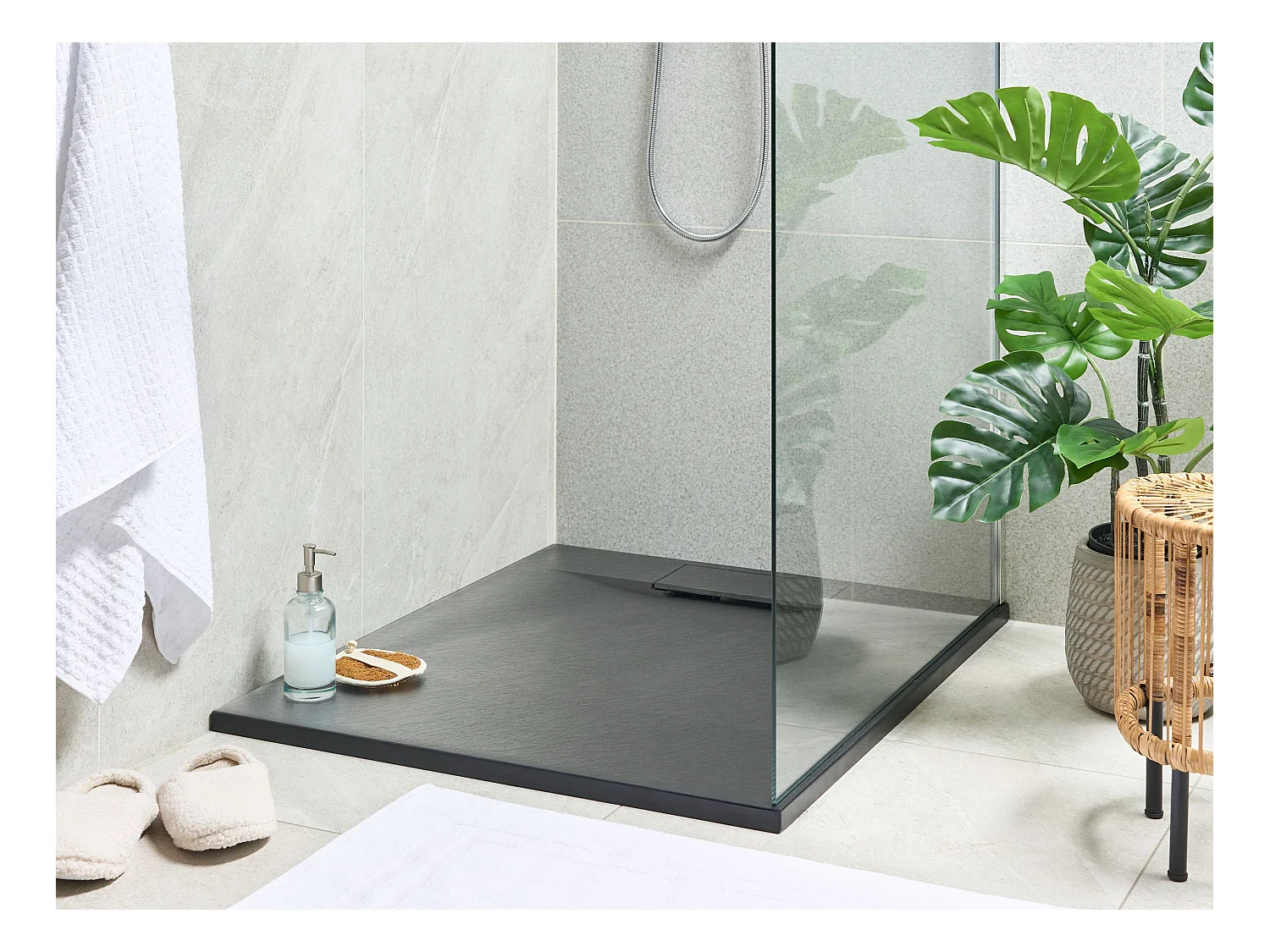 Bac de douche AZZURRO 80 x 100 x 3 cm Noir