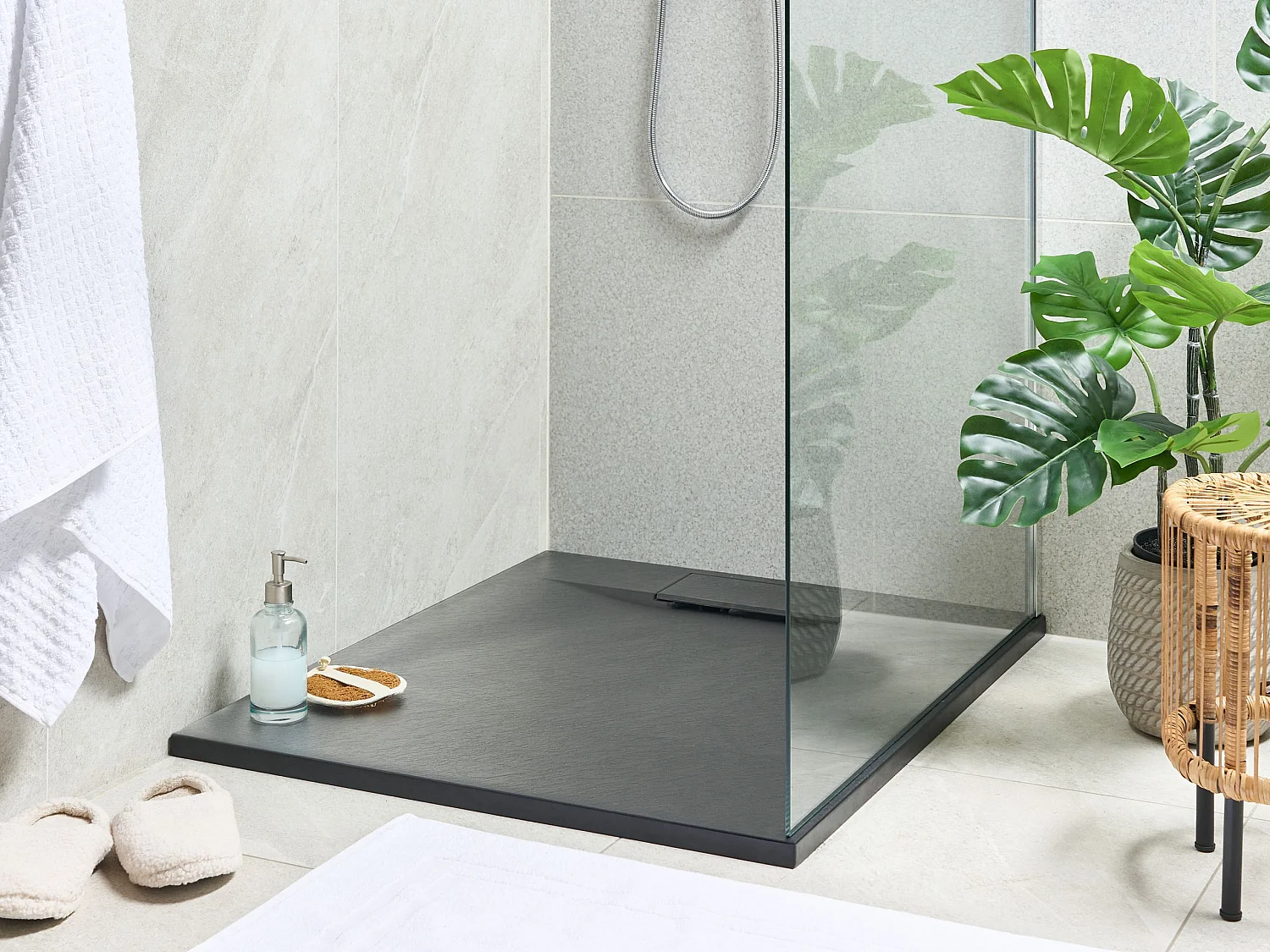 Duschwanne AZZURRO 80 x 100 x 3 cm Schwarz