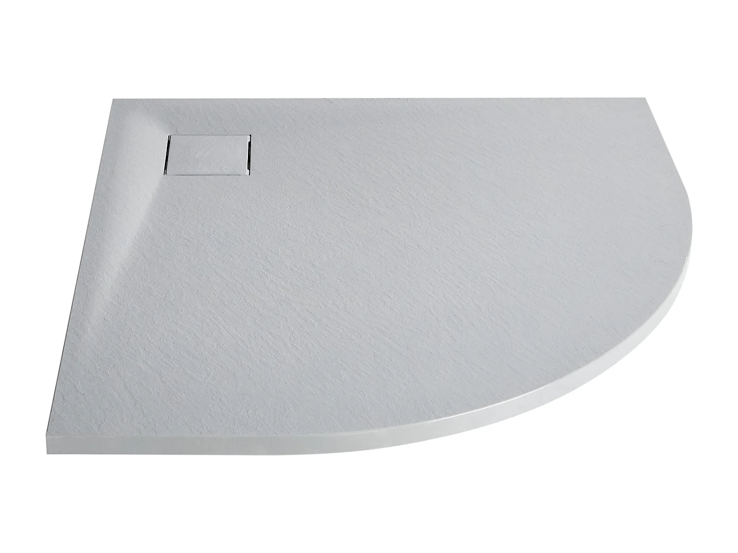 SMC Duschwanne mit Ablaufrinne 80x80 cm halbrund Steinoptik grau flach Paron