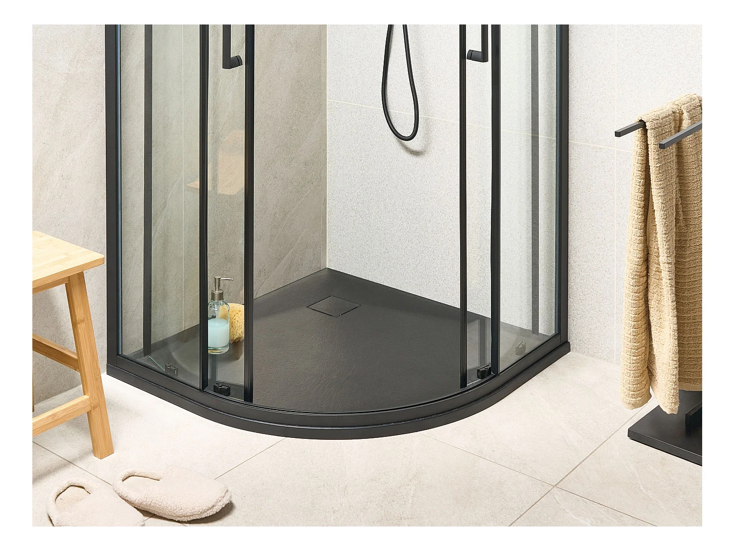 Piatto doccia PARON 90 x 90 x 3 cm Nero