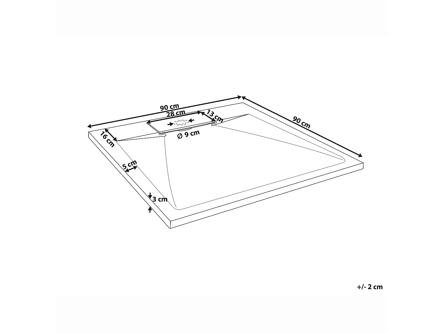 Shower Tray AZZURRO 900 x 900 x 30 mm Grey