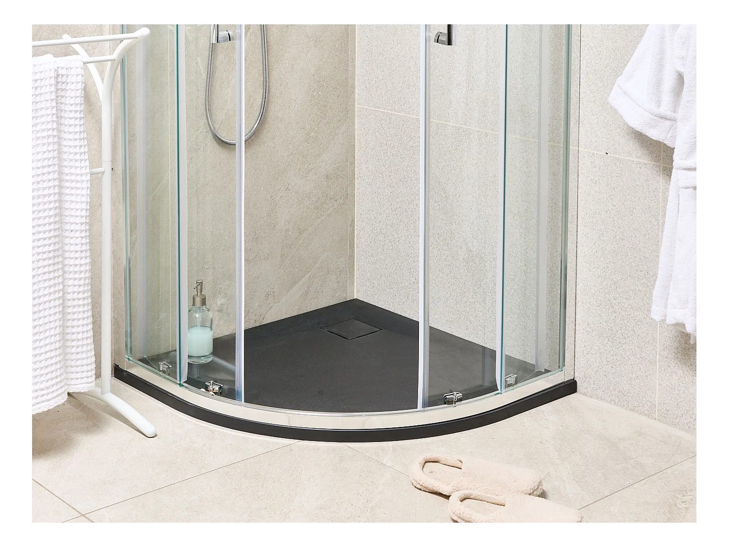 Piatto doccia PARON 80 x 80 x 3 cm Nero