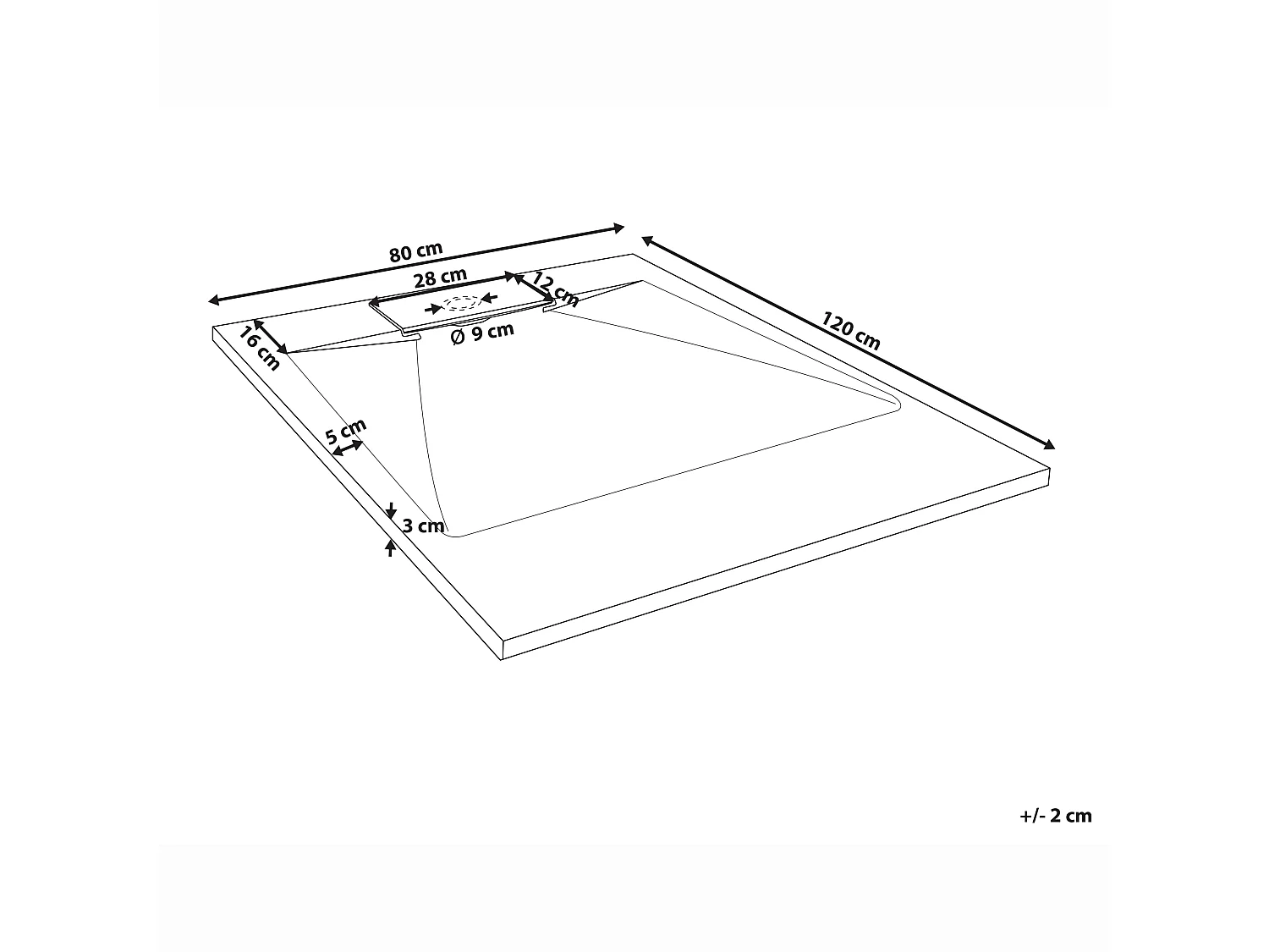 Shower Tray AZZURRO 800 x 1200 x 30 mm Grey