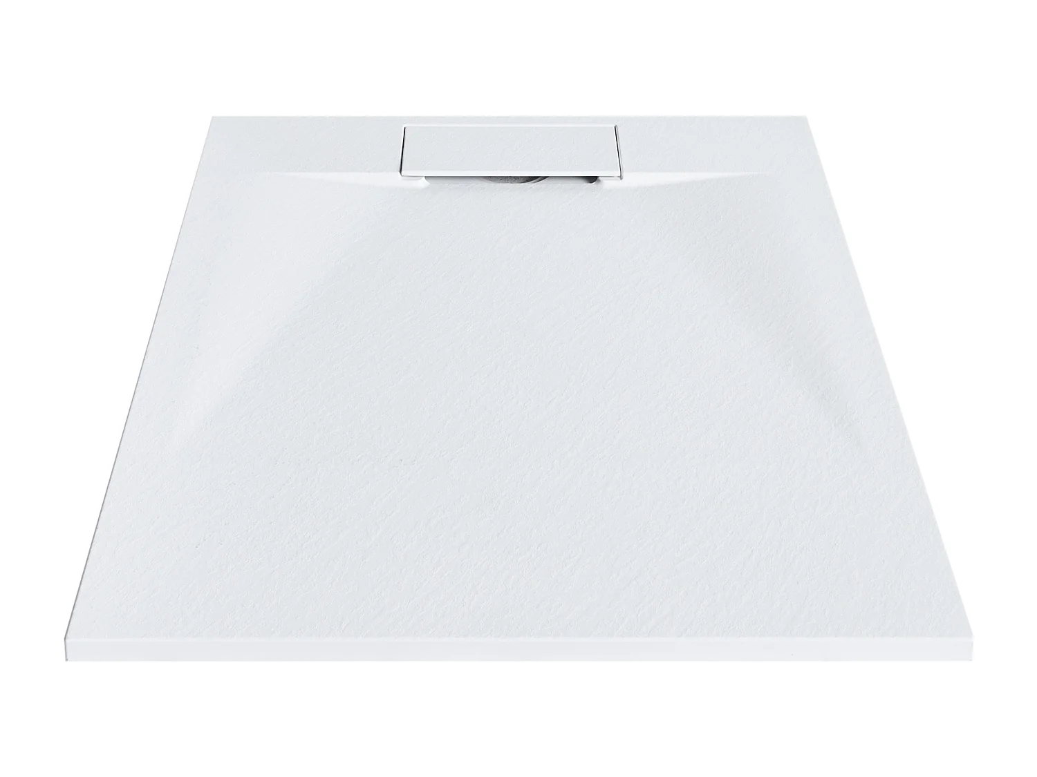 SMC Duschwanne mit Ablaufrinne 80x100 cm Steinoptik weiß 3 cm hoch Azzuro