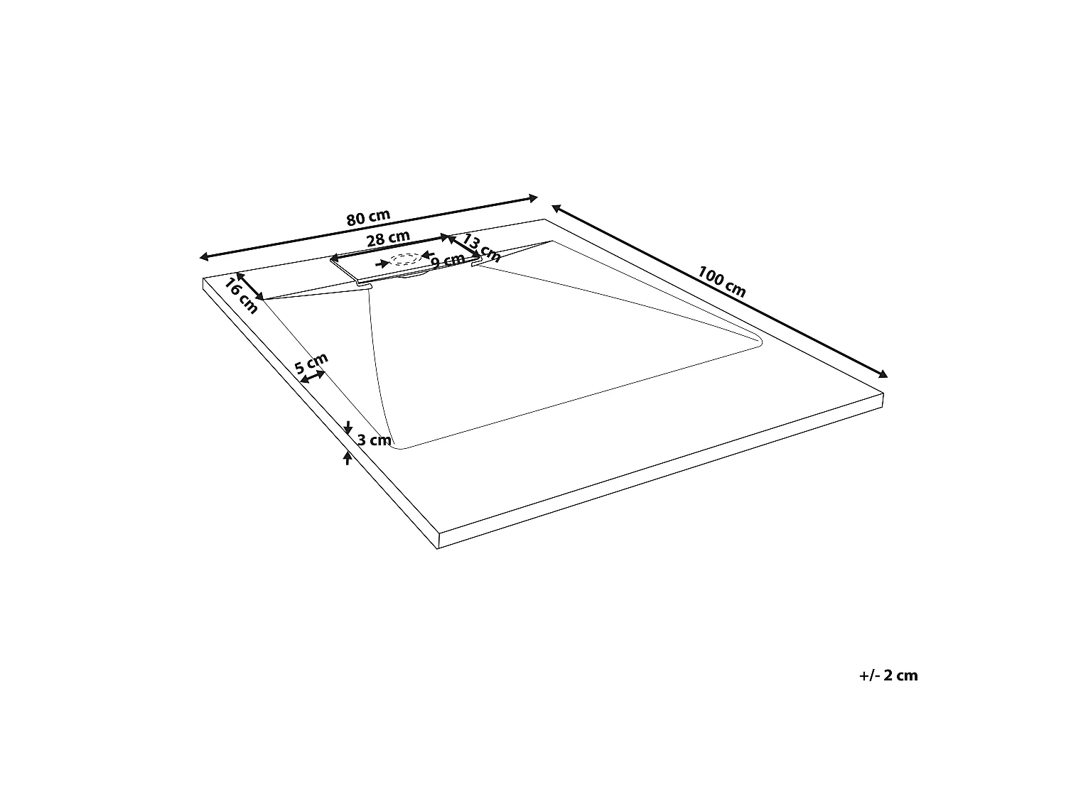 Shower Tray AZZURRO 800 x 1000 x 30 mm White