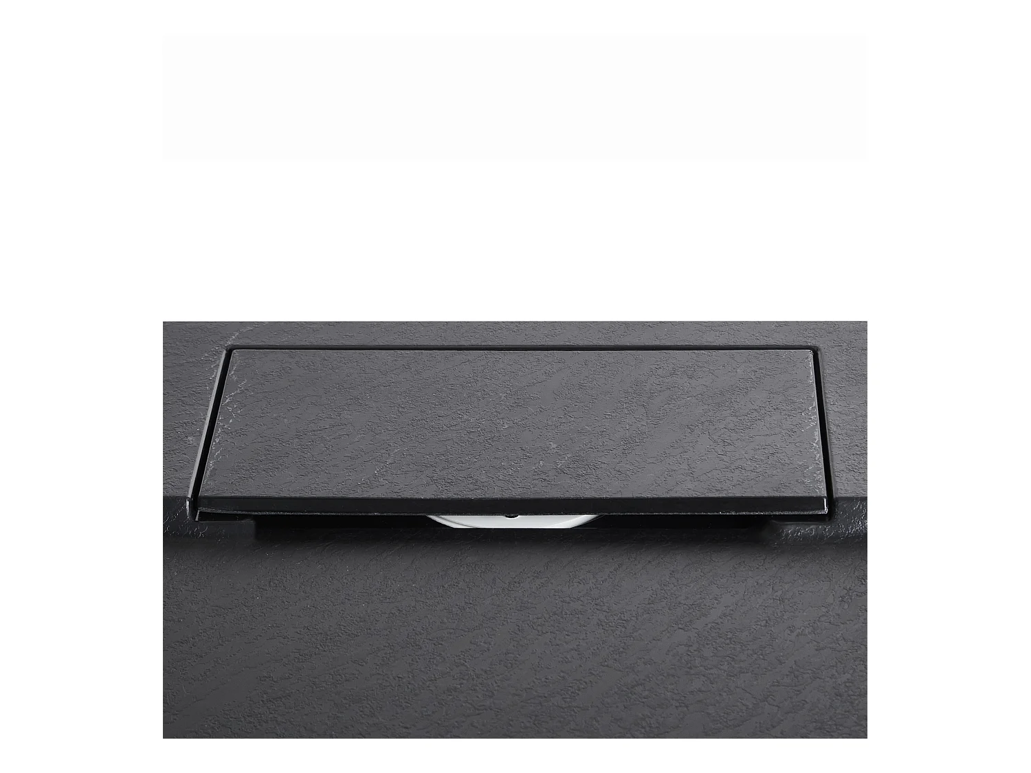 SMC Duschwanne mit Ablaufrinne 80x80 cm Steinoptik schwarz 3 cm hoch Azzuro