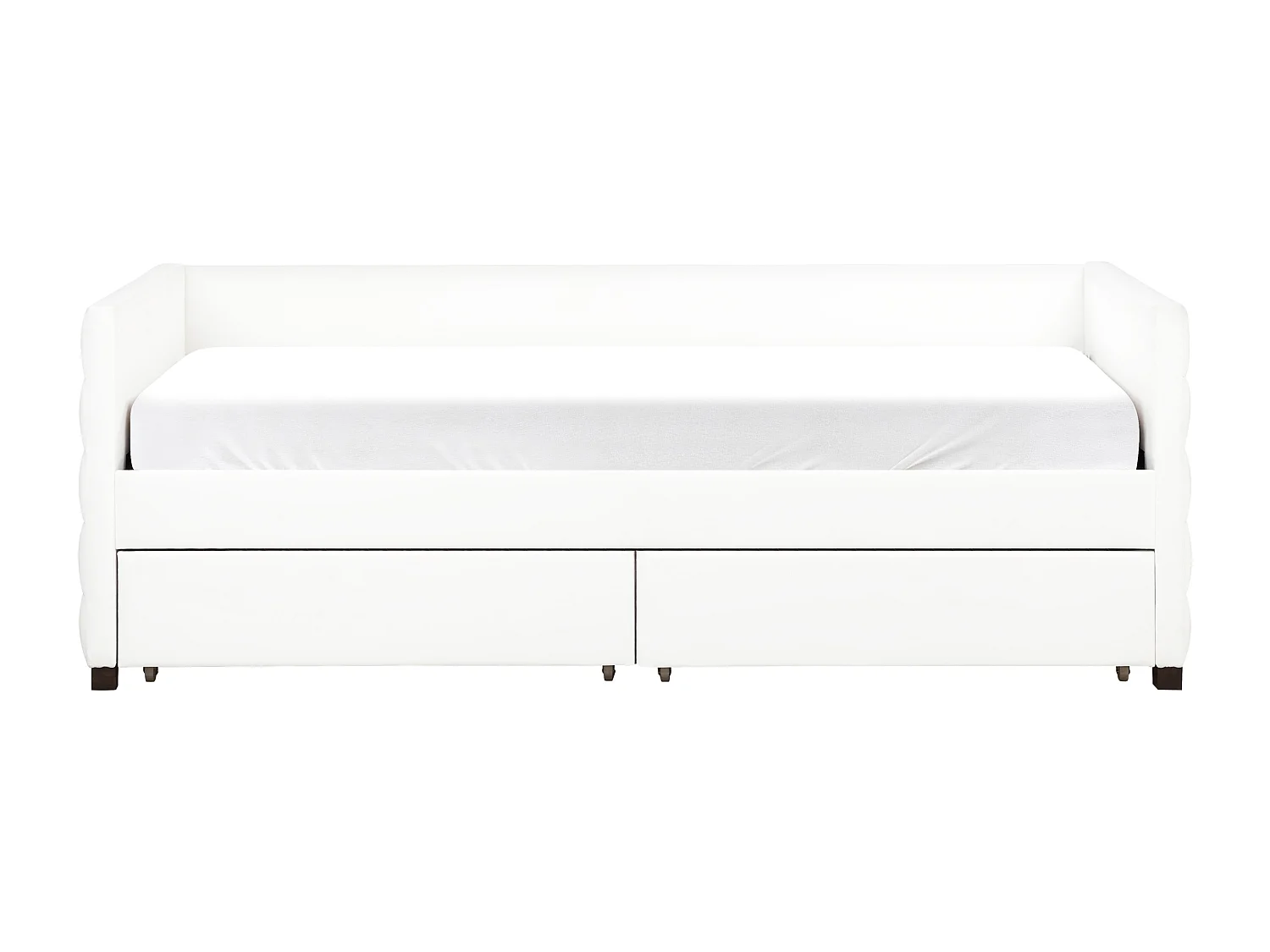 Lit de jour avec rangement Velours MARRAY 90 x 200 cm Blanc cassé