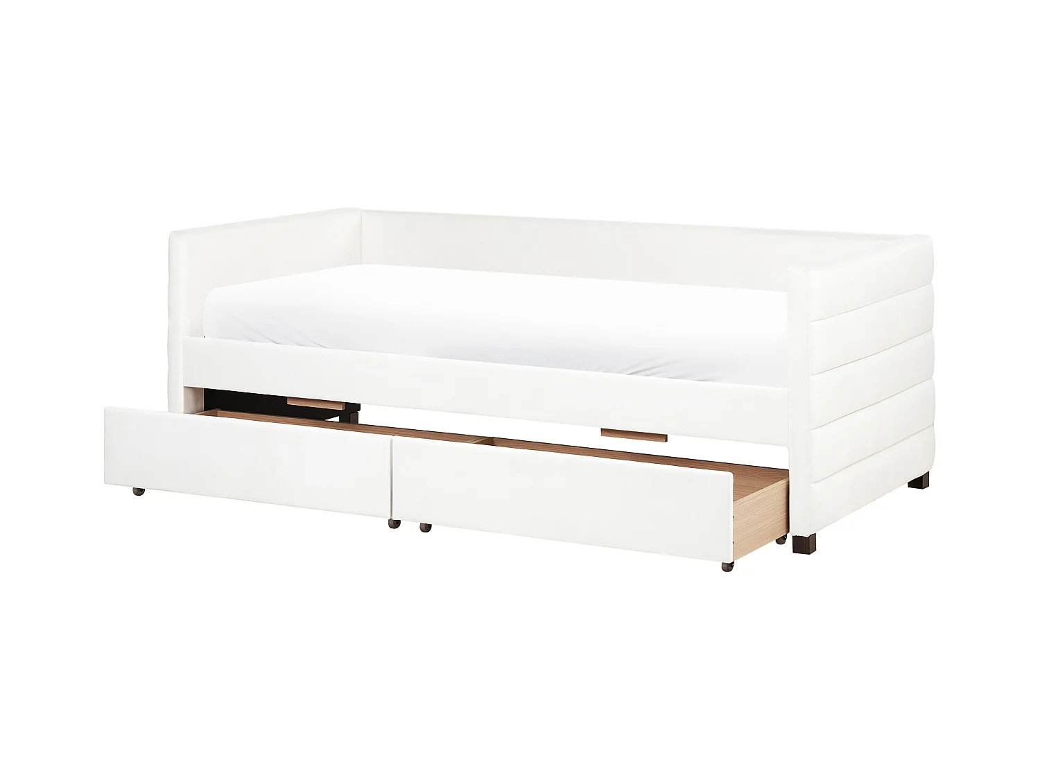 Tagesbett mit Stauraum Samtstoff MARRAY 90 x 200 cm Cremeweiss